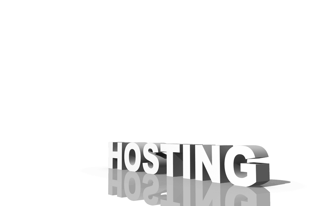 3D Hosting Word Text Reflecting on Transparent Background