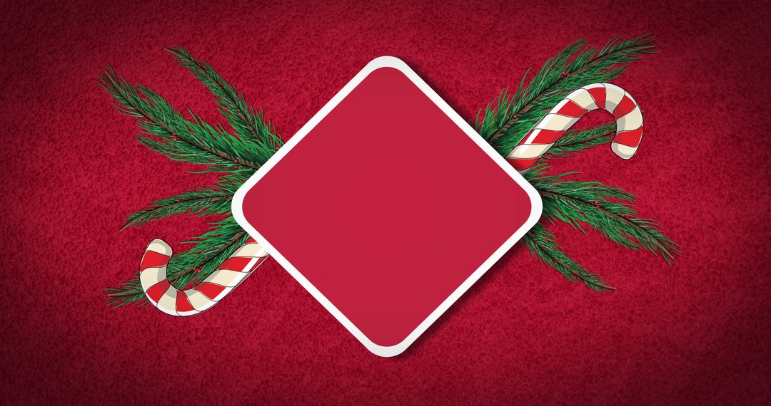 Christmas Candy Cane Border on Red Background