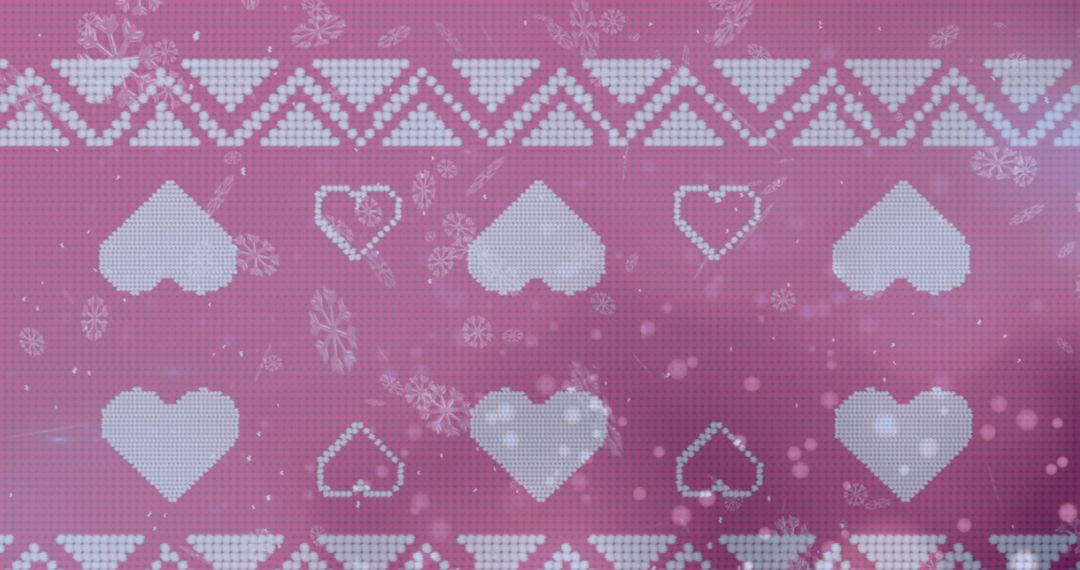 Digital Pink Hearts and Snowflakes Christmas Design
