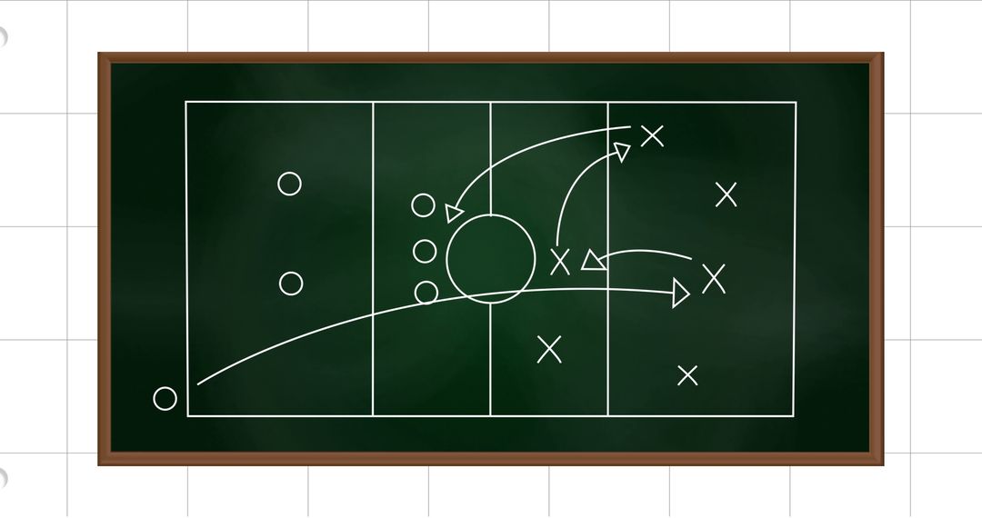 Football Strategy Diagram on Green Chalkboard with Plan Details - Free Images, Stock Photos and Pictures on Pikwizard.com