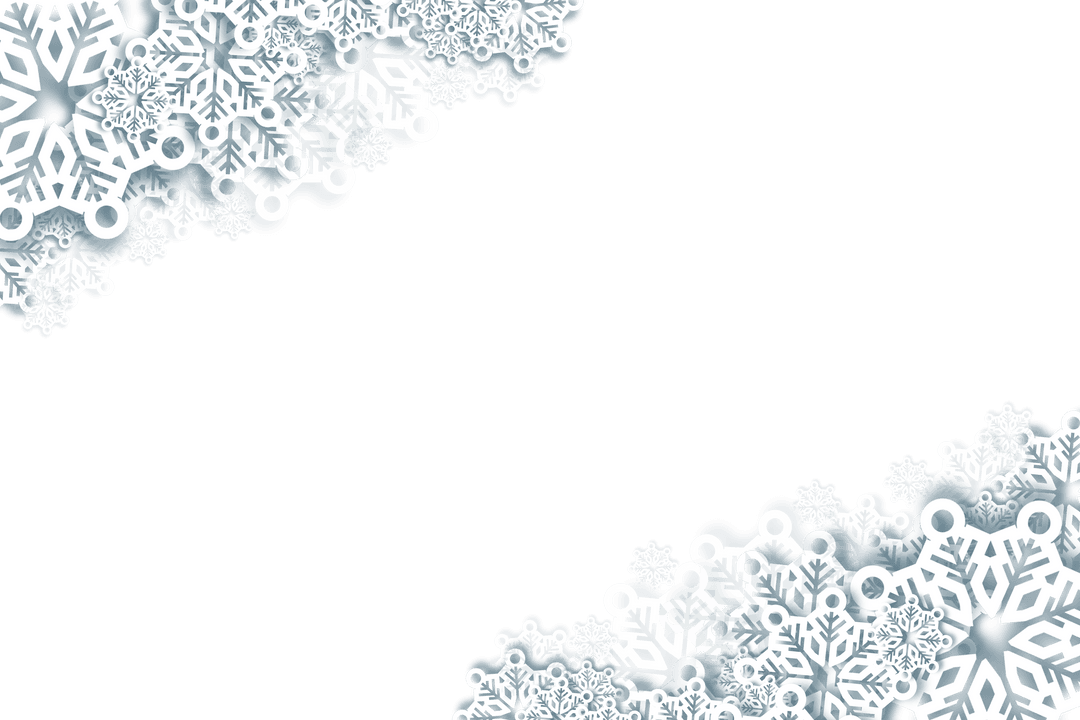Elegant Snowflake Corner Design on Transparent Background for Winter Themes