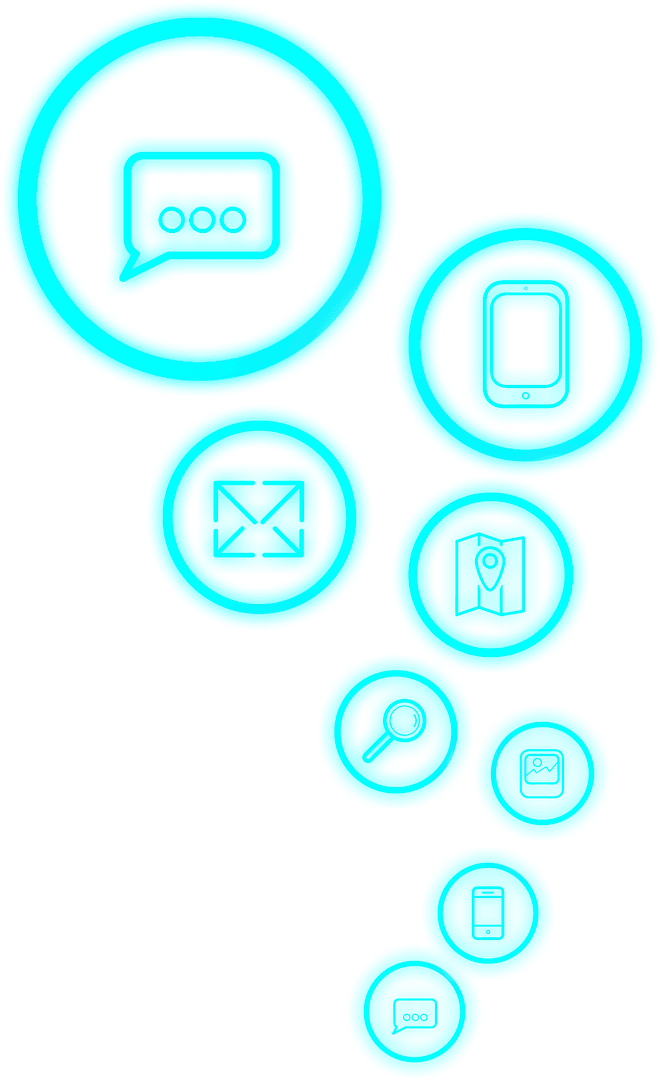 Blue Transparent Social Media Icons on Isolated Background