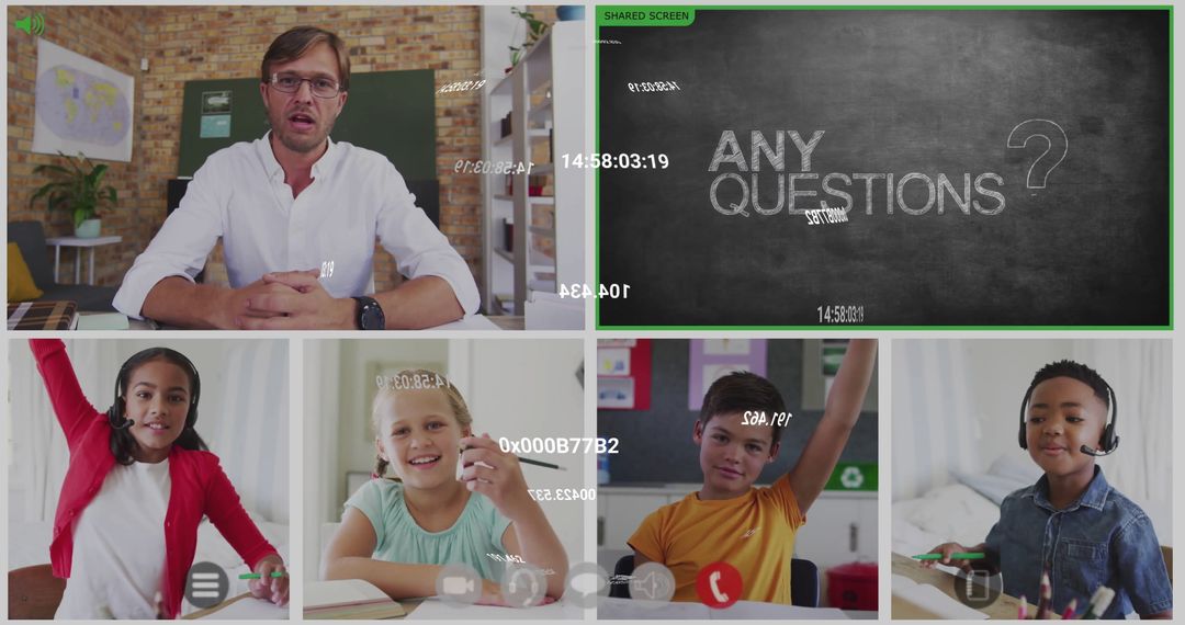 Virtual Classroom Session with Engaged Students and Teacher