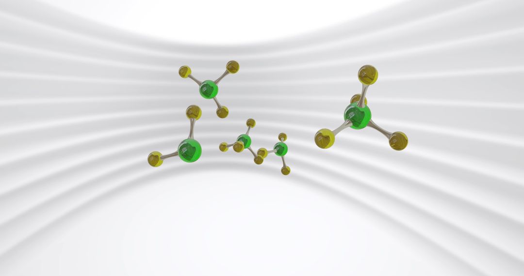 Green Silver Molecular Structures on Abstract Gray Background