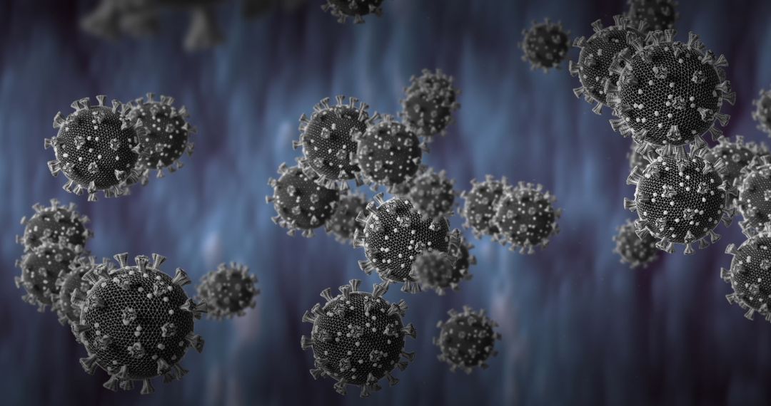 3D Illustration of COVID-19 Cells Floating