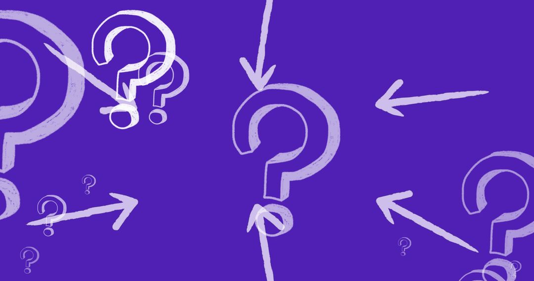 Question Marks and Arrows on Blue Background