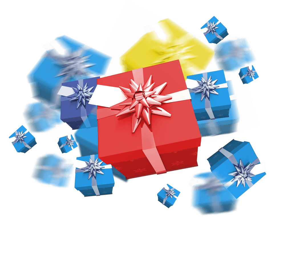 Colorful Gift Boxes with Ribbons on Transparent Background