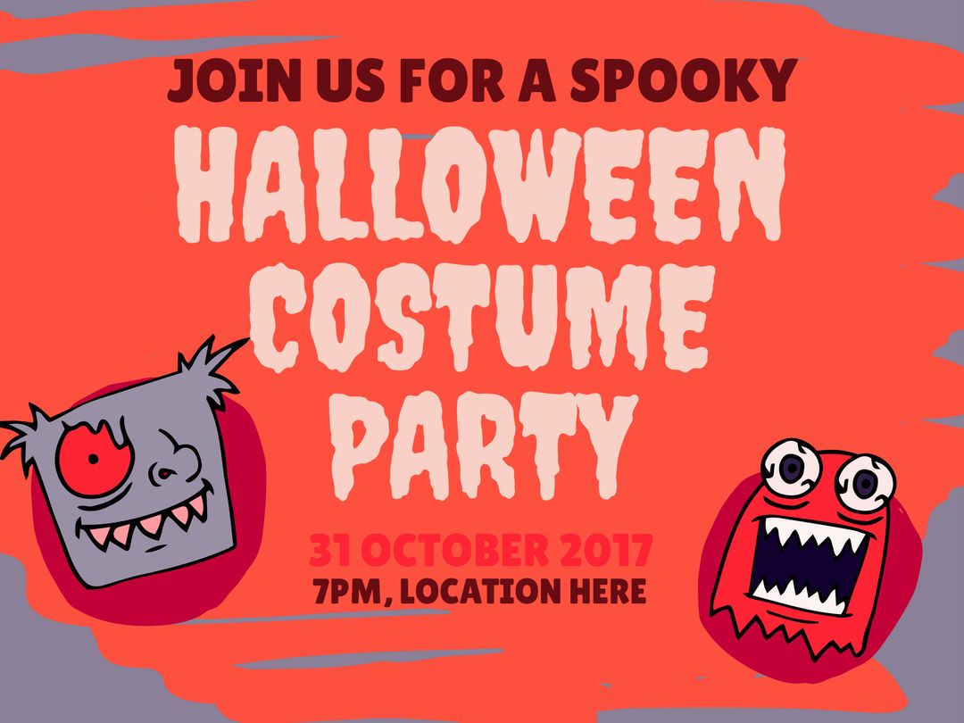 Halloween Costume Party Invitation with Playful Monsters