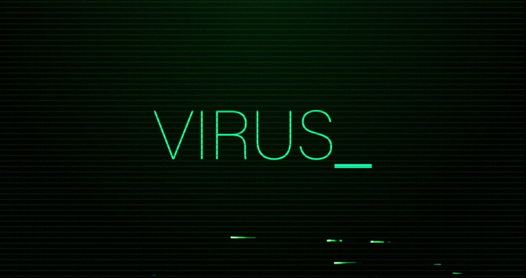 Digital Glitching Effect with Virus Text on Black Background