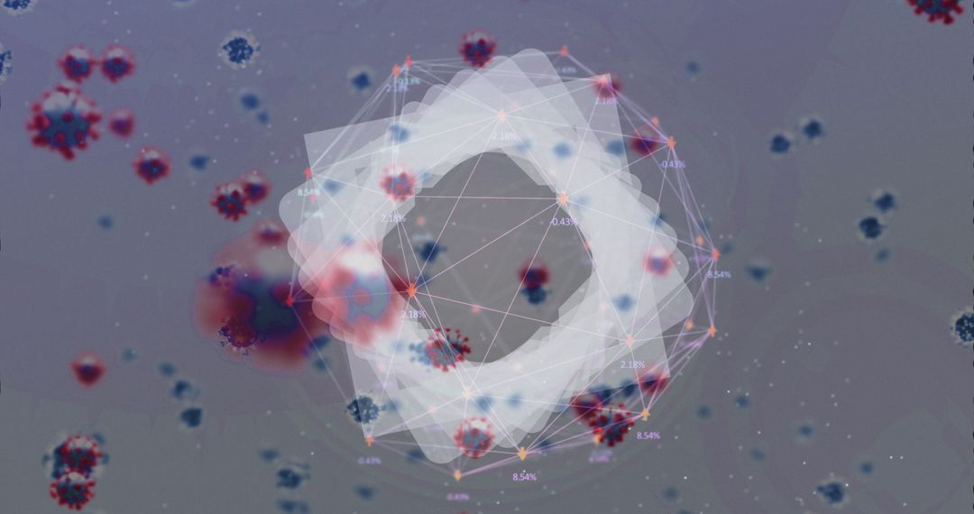 Abstract Digital Interface with Rotating Circles Amidst Coronavirus