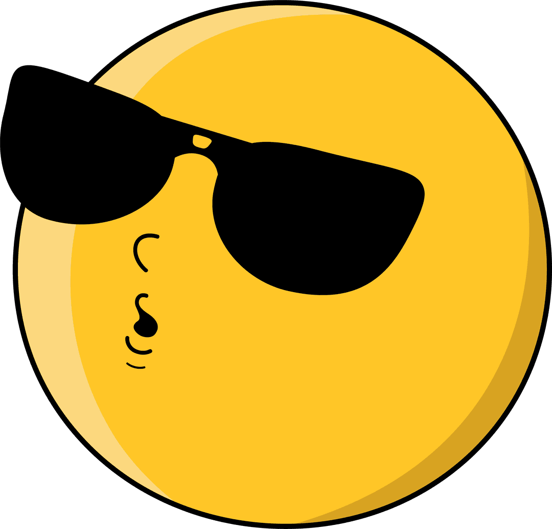 Stylish Emoticon With Sunglasses on Transparent Background