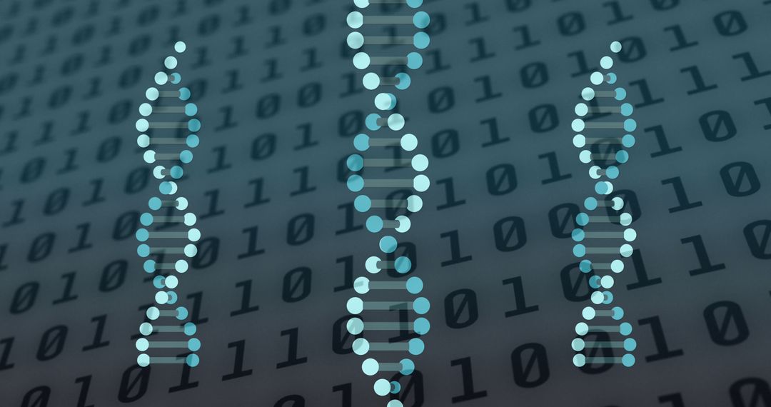 DNA Strands Over Binary Code Digital Illustration