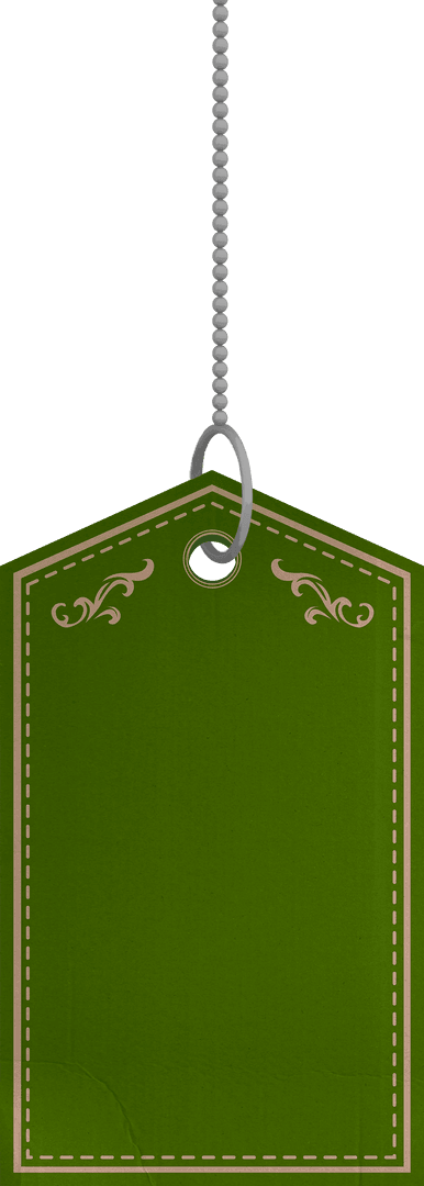 Blank Green Label with Copy Space Hanging on Transparent Background