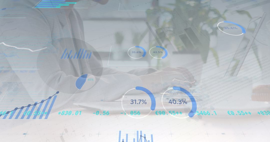 Businessman Analyzing Data Amid Futuristic Holographic Graphs