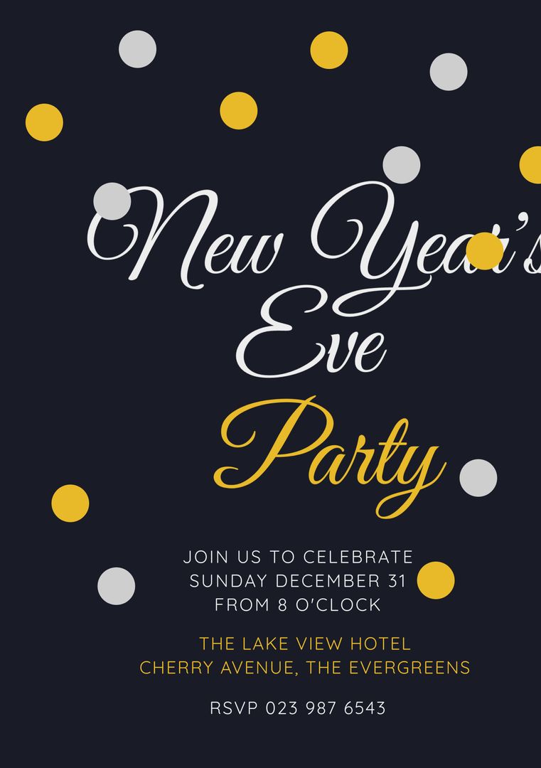 New Year’s Eve Party Invite Template with Golden Accents - Download Free Stock Templates Pikwizard.com
