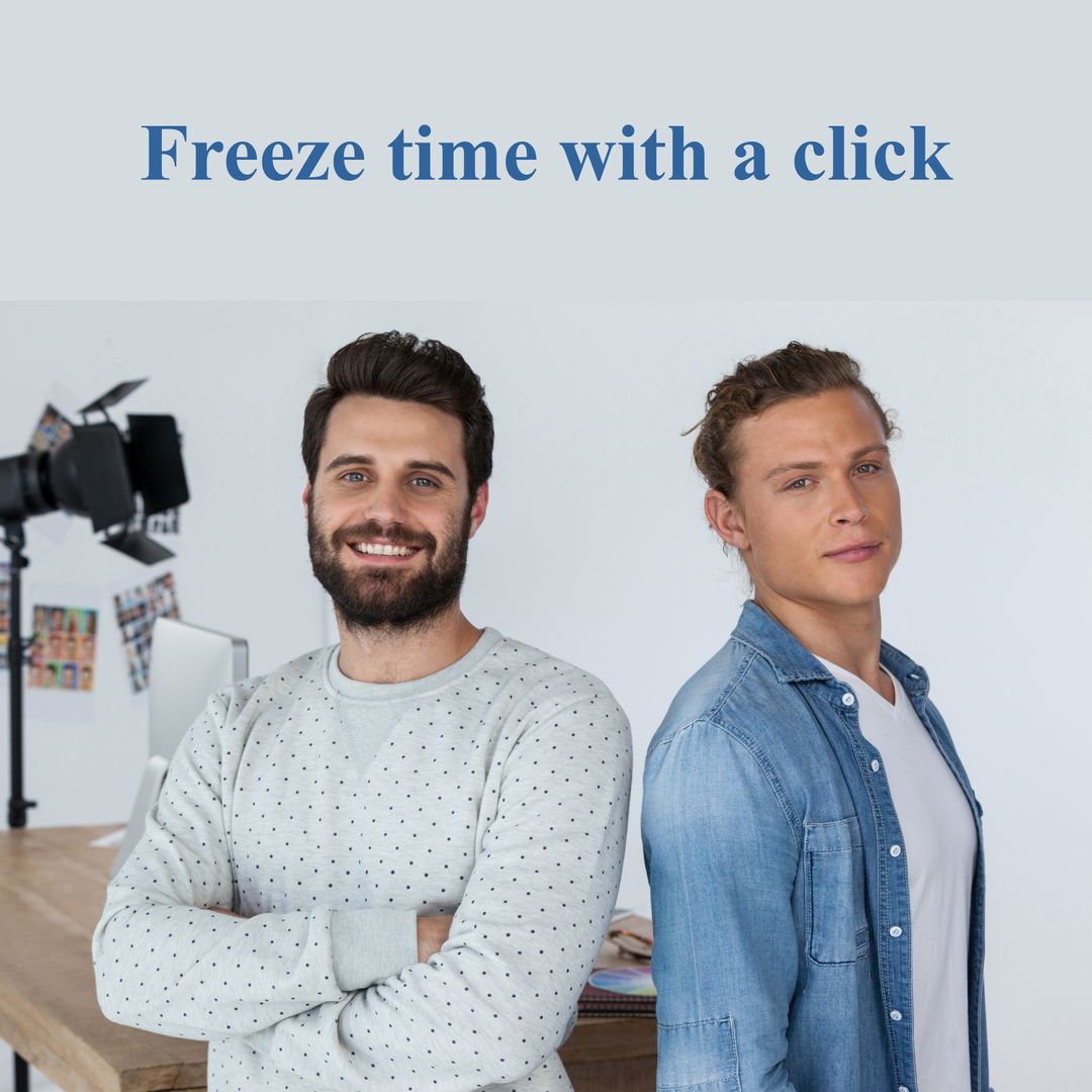 Two Photographers in Studio Embrace Creative Moment Capture