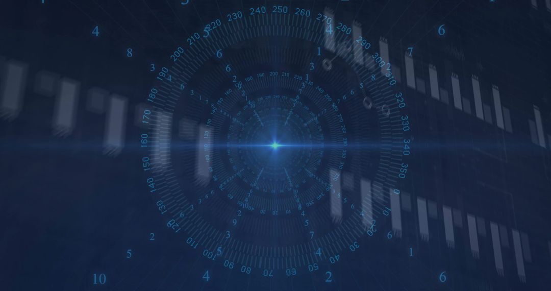 Futuristic HUD Interface with Glowing Center on Blue Display