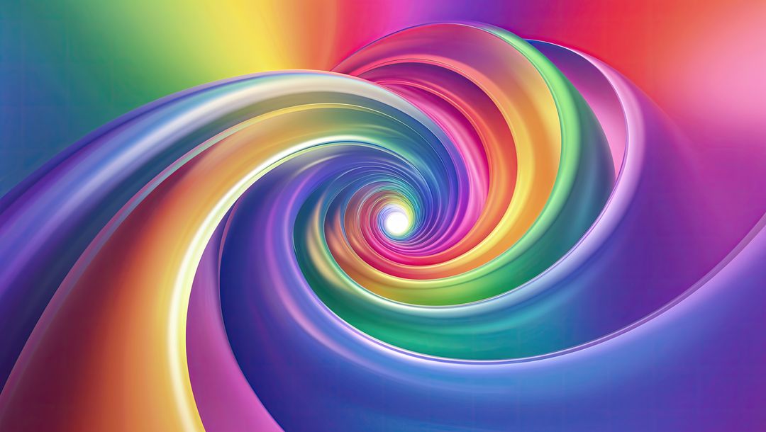 Vibrant Rainbow Spiral Vortex with White Center