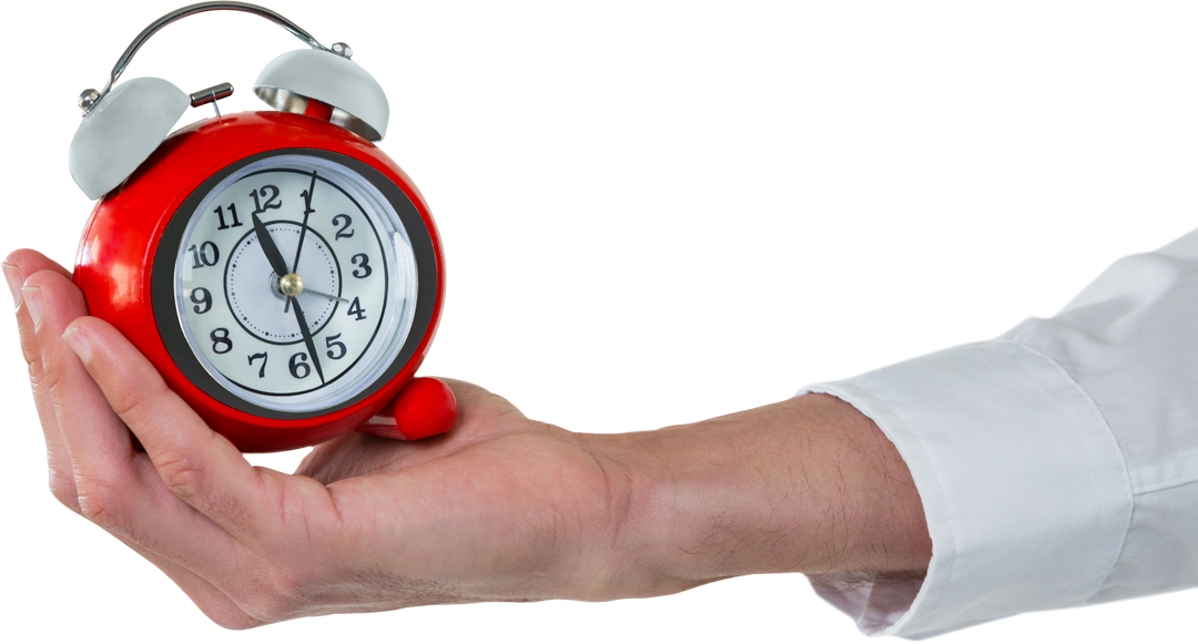 Cropped Hand Holding Red Alarm Clock Transparent Background - Download Free Stock Images Pikwizard.com