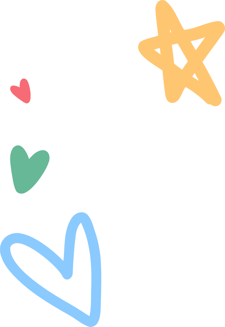 Colorful Star and Heart Doodles on Transparent Canvas