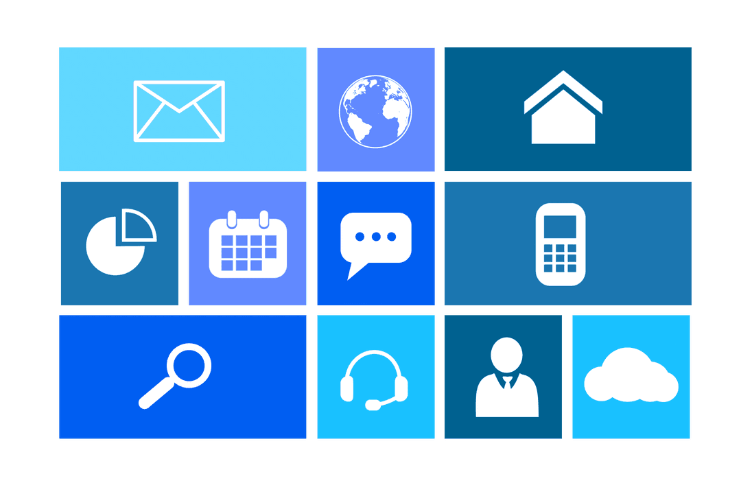 Digital Interface with Technology Icons on Transparent Background