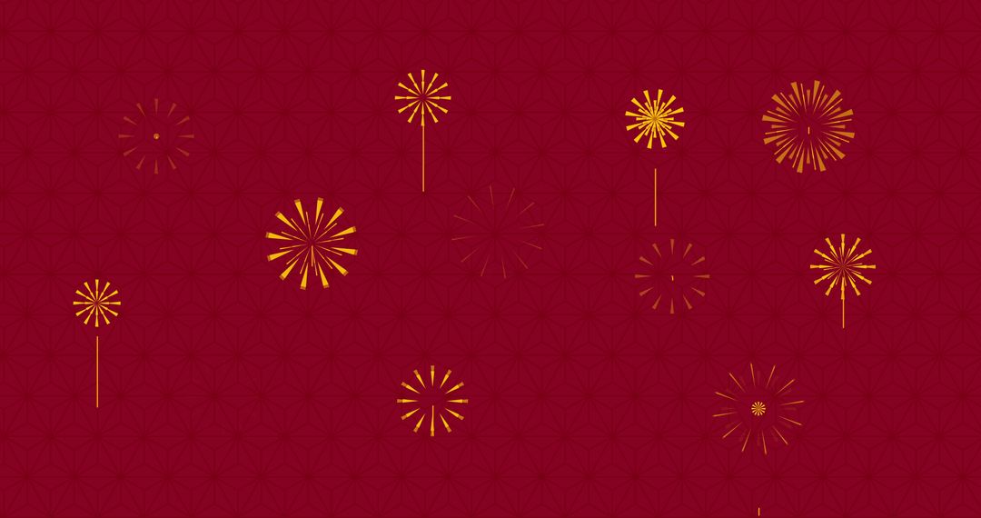 Festive Fireworks Display on Red for Chinese New Year