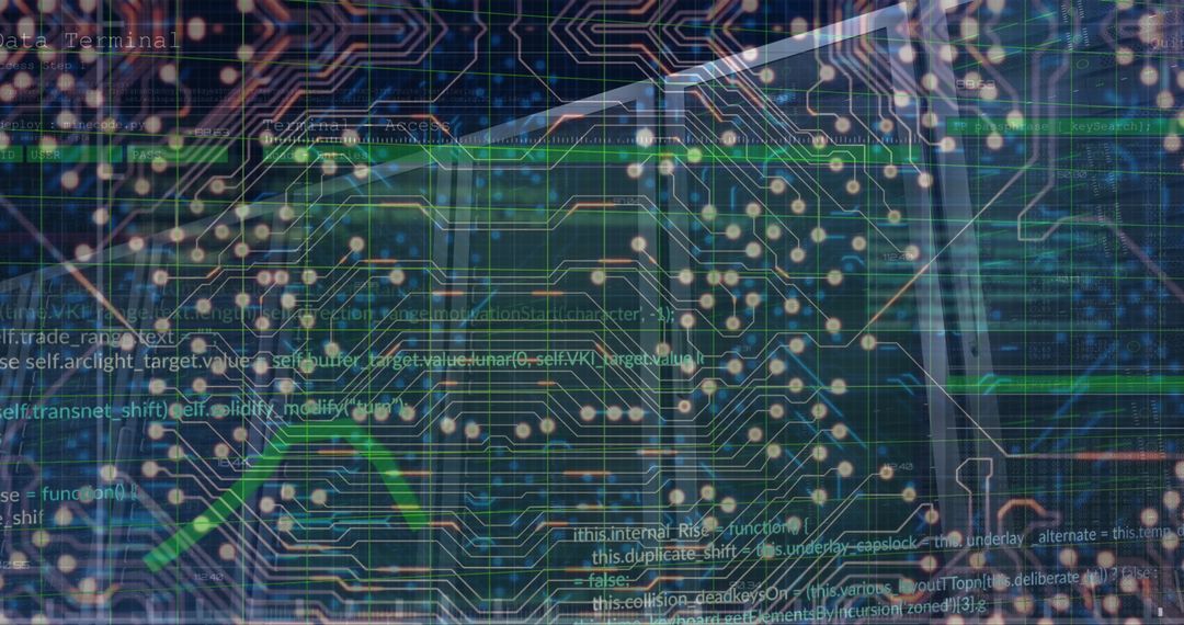 Futuristic Circuit Board with Digital Data Stream