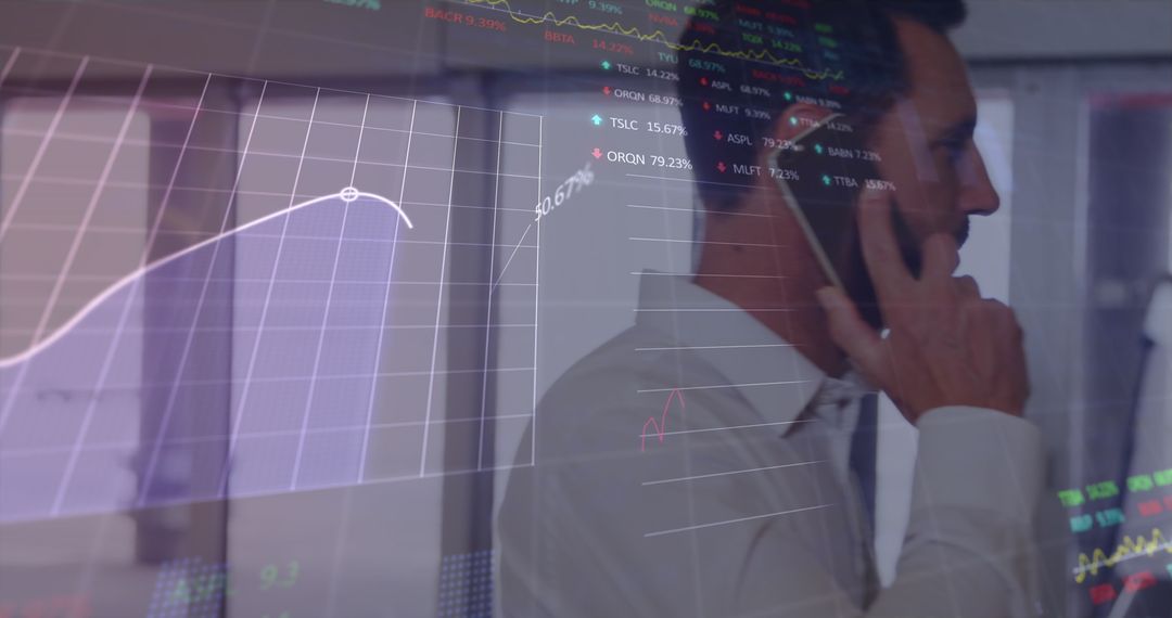 Businessman Analyzing Market Data Using Smartphone