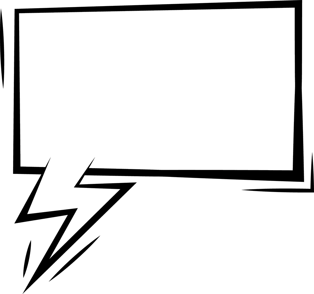 White Comic Speech Bubble with Lightning Shape on Transparent Background
