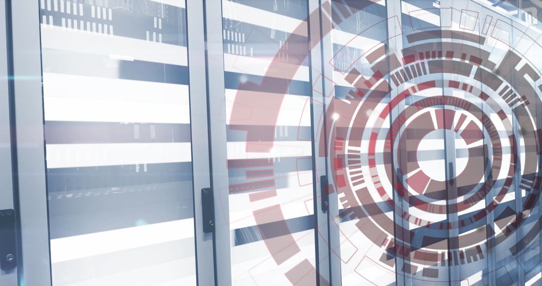 Data Server Racks with Futuristic Digital Elements