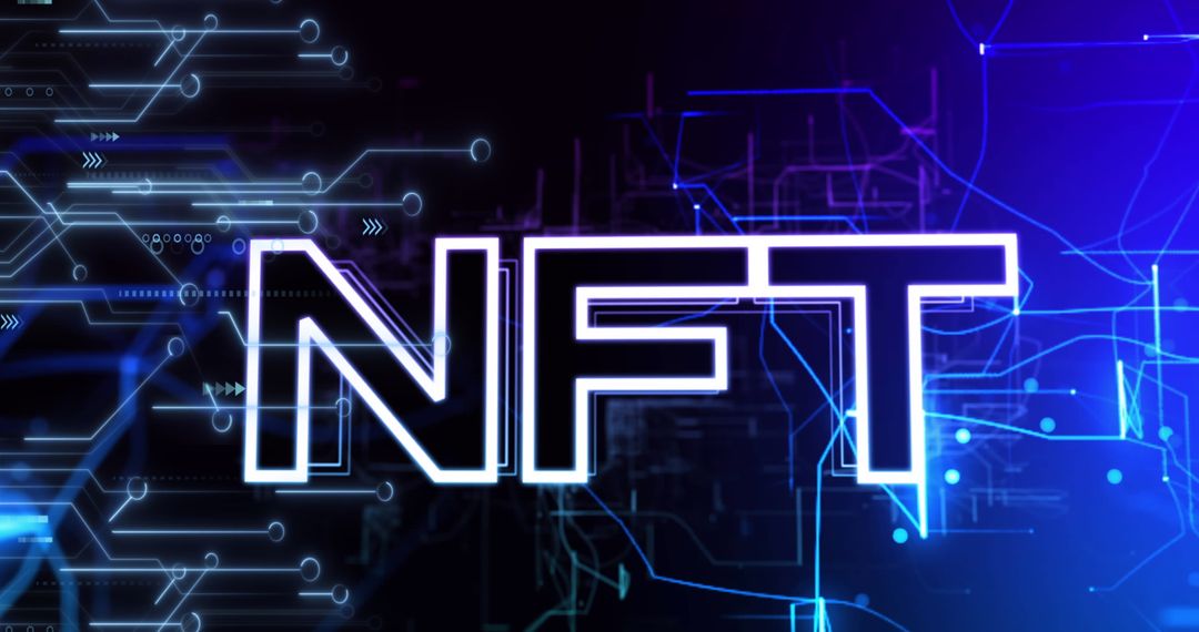 Futuristic NFT Technology on Glowing Circuit Board
