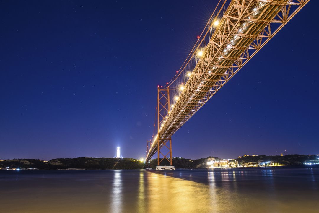 View of Illuminated Bridge at Night - Free Images, Stock Photos and Pictures on Pikwizard.com