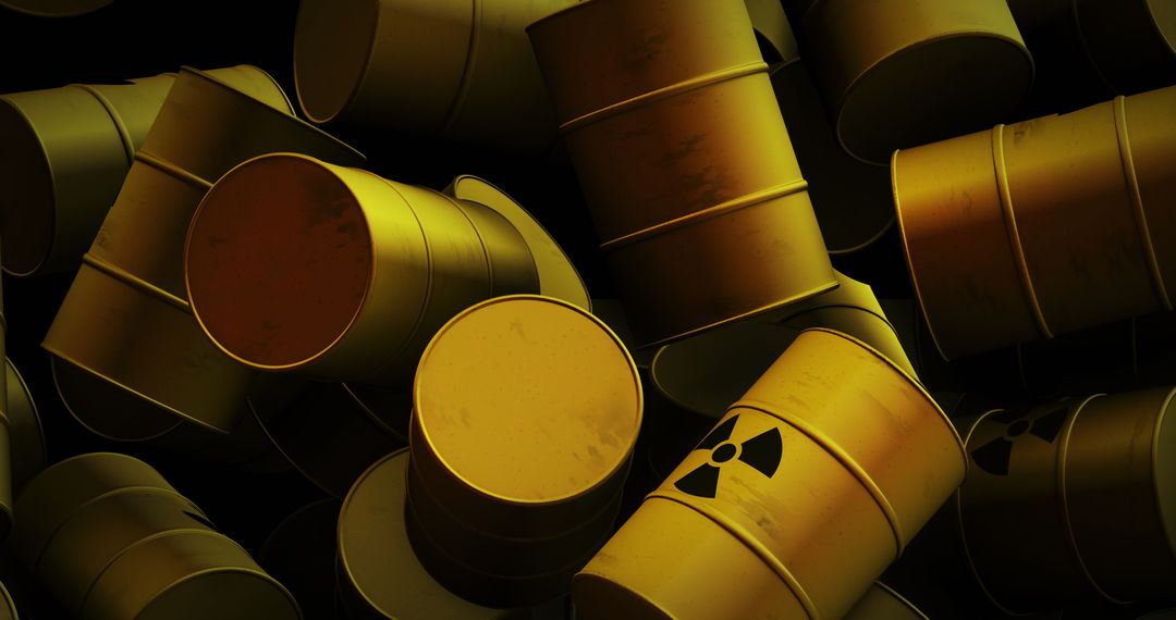 Yellow Barrels with Nuclear Symbol Conceptualizing Hazardous Waste