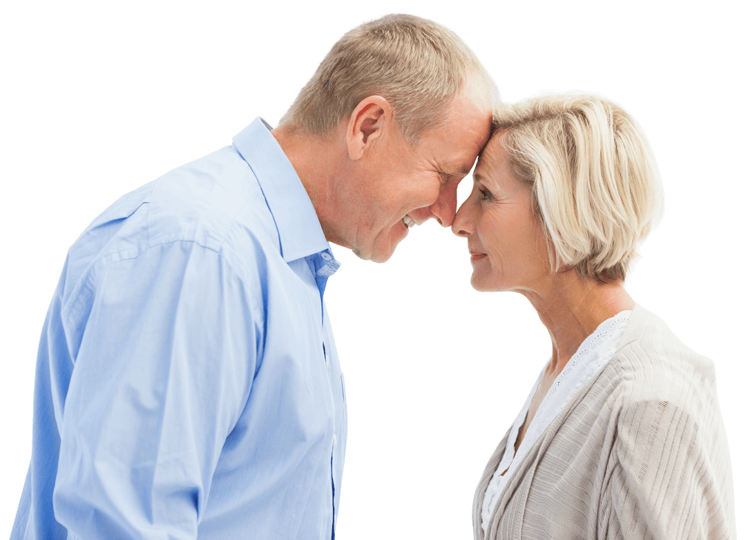 Happy Senior Couple with Transparent Background
