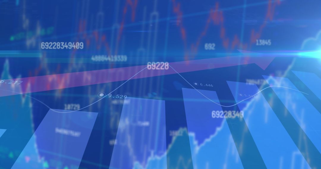 Dynamic Financial Data Trends with Blue Overlay