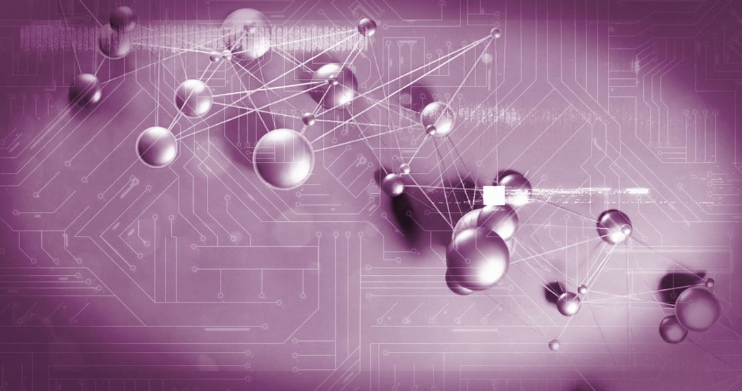 Abstract Digital Network Connections over Pink Technological Background