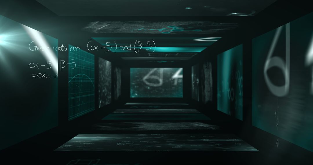 Futuristic Digital Space with Mathematical Formulae