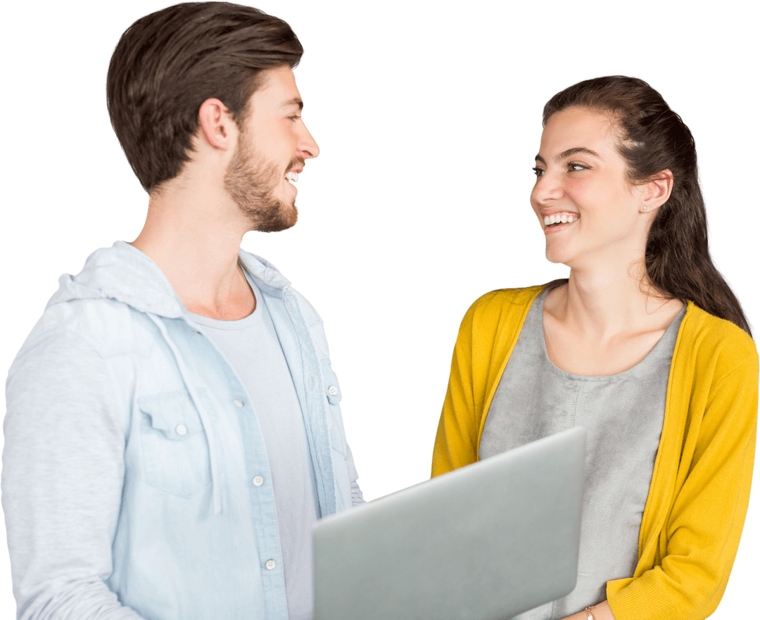 Candid Discussion Between Colleagues with Transparent Background