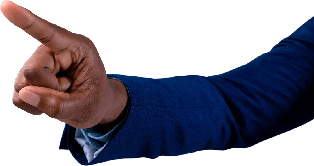 African Businessman Pointing at Transparent Space with Index Finger