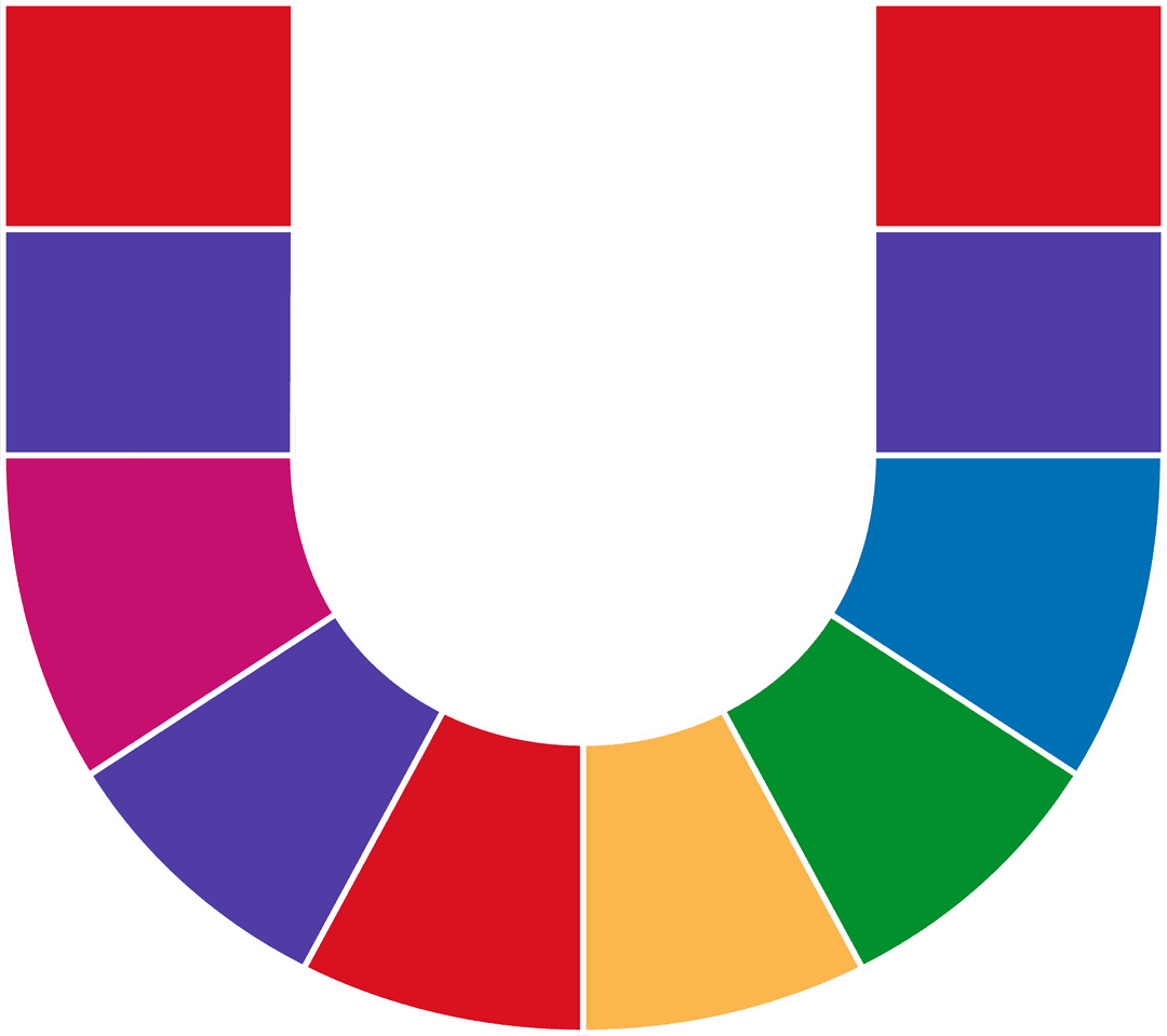 Transparent Horseshoe-Shaped Colorful Segments Design