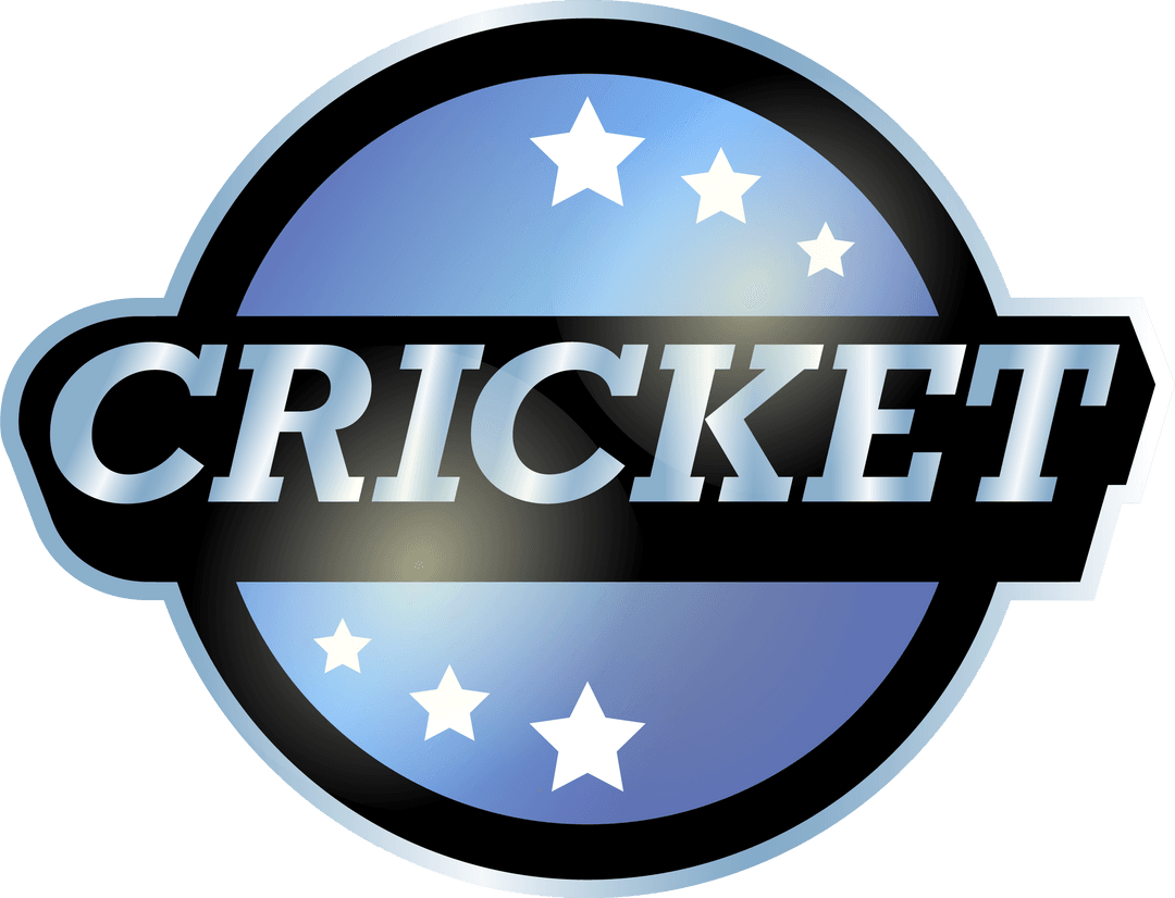 Starry Cricket Emblem Badge on Transparent Background