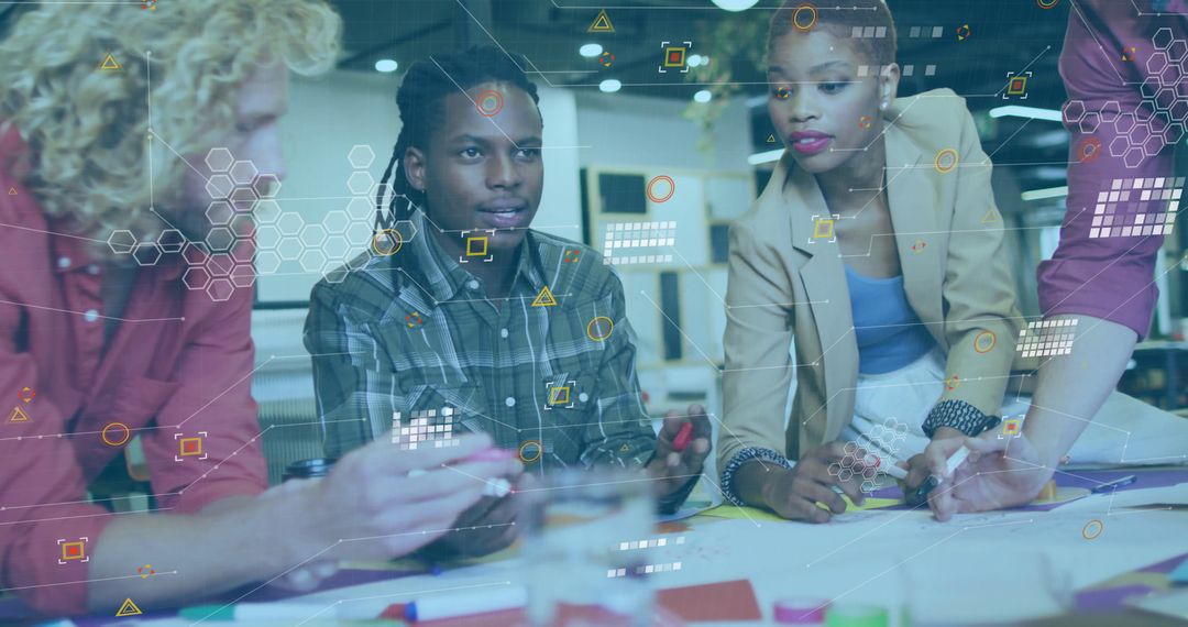 Diverse Team Discussing Innovative Ideas in Modern Office Environment