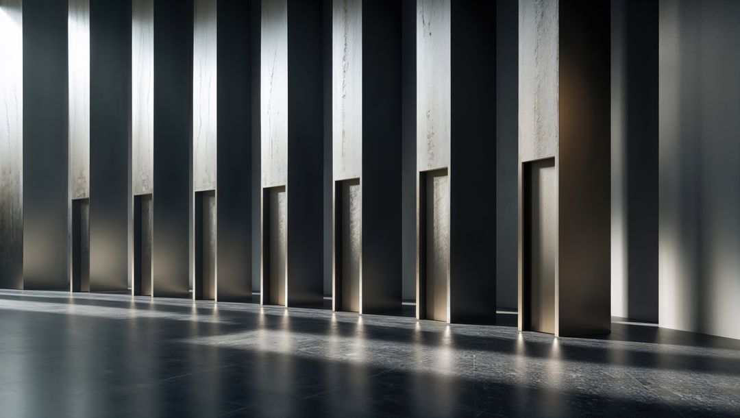 Ambient Light Streaming through Geometric Architectural Column Layout