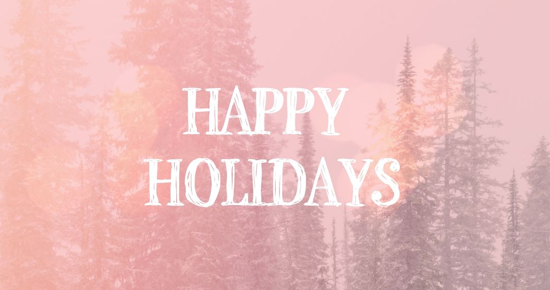Happy Holidays Card with Snowy Frosted Trees