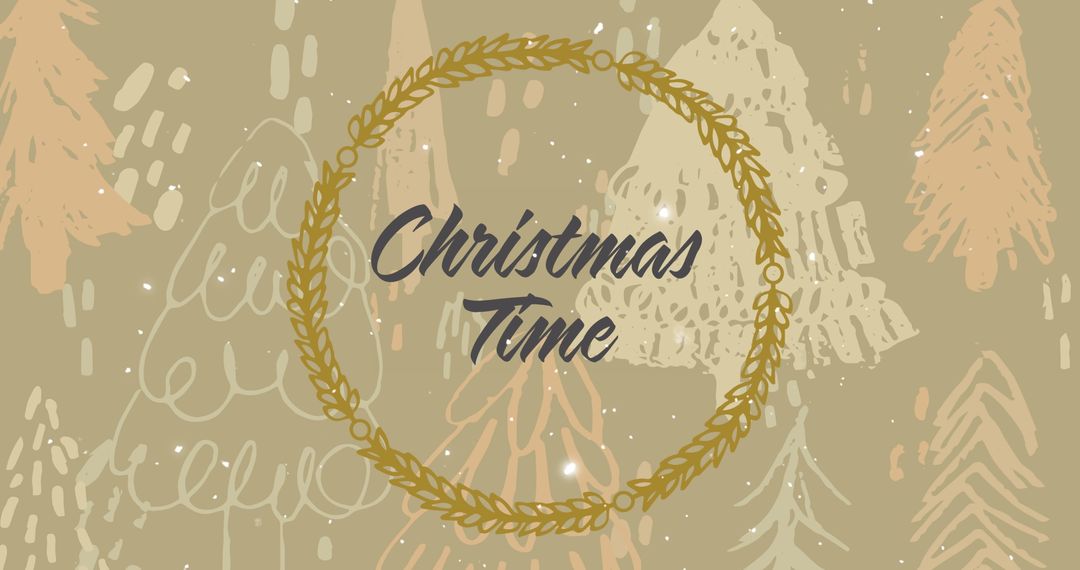 Festive Illustration with Snow and Christmas Time Text