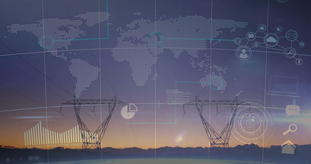 Concept of Global Connectivity with Transmission Towers and Digital Interface