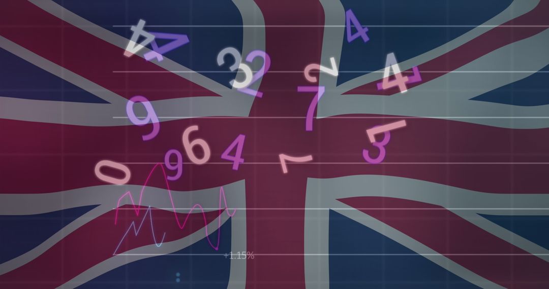 Finance and Data Analytics Concept with UK Flag Background