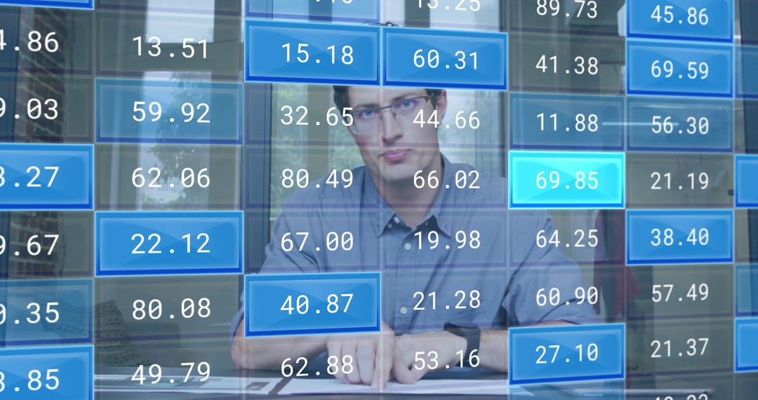 Businessman Analyzing Stock Market Data Through Digital Interface