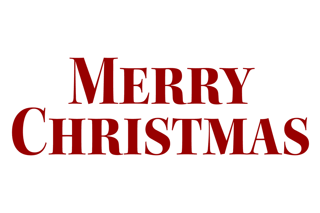 Red Merry Christmas Text on Transparent Background