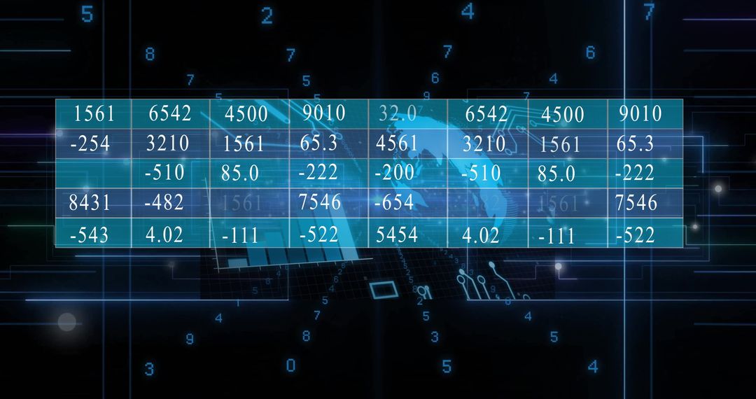 Digital Data Grid Interface with Futuristic Visualization